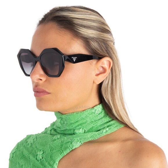 🖤Prada PR 16WS 1AB5D1 Black Plastic Geometric Sunglasses Grey Gradient Lens - Picture 15 of 15